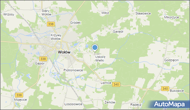 mapa Uskorz Wielki, Uskorz Wielki na mapie Targeo